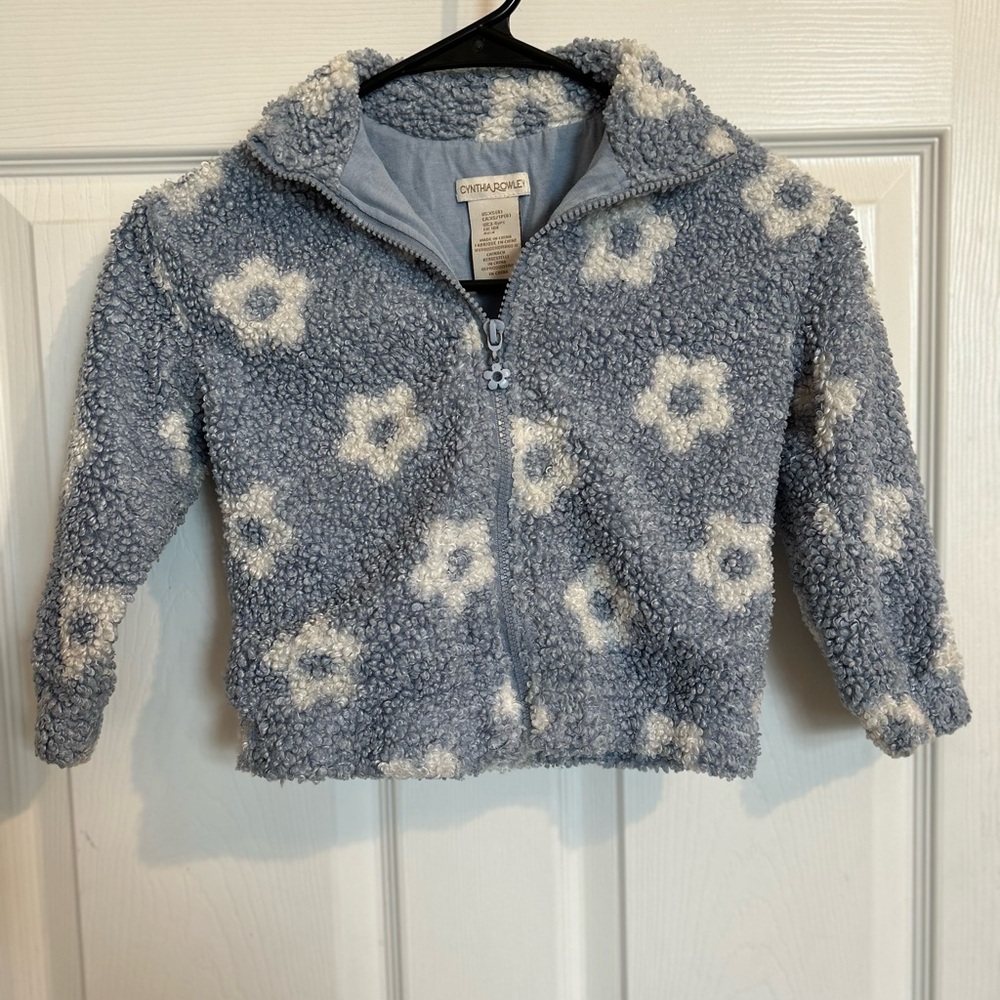 Cynthia Rowley Blue and White Sherpa Hoodie